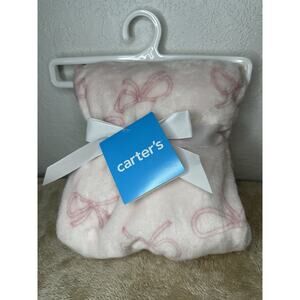Carter’s Pink Ribbon Bow Blanket Girl Baby 30x40 Coquette Dainty Nujo Ballerina